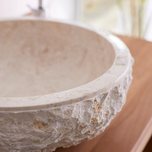 Tikamoon Marmeren waskom in cream ∅ 45 cm - Beige