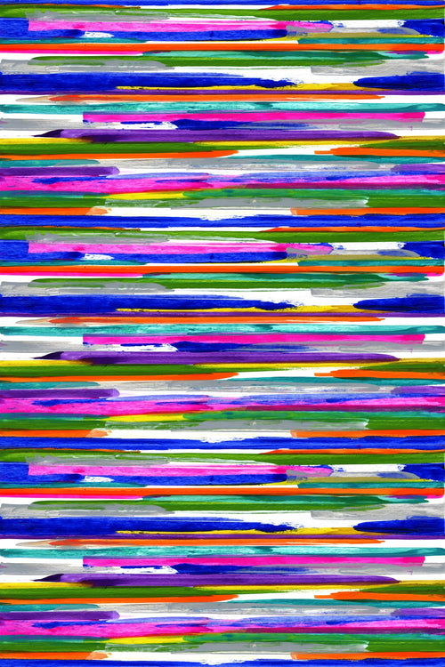 Origin fotobehang geschilderde strepen paars, roze, blauw, geel en groen - 200 x 279 cm - 357204
