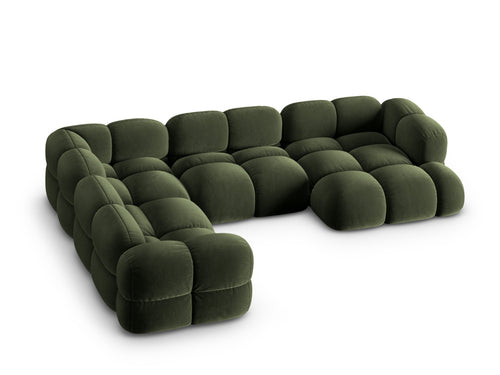Cosmopolitan Design Panoramische hoekbank links Loretto 5-zits, flueel groente - 250x345x68cm