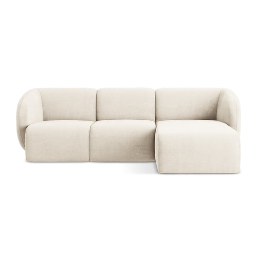 LaMiaSofa hoekbank rechts Cervo - chenille stof - lichtbeige - 248x166x88