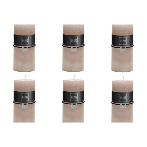 J-Line cilinderkaars - lichtroze - large - 52U - 6 stuks