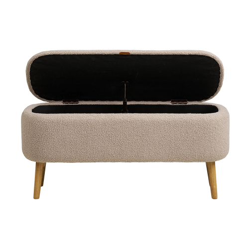 Artichok Rebecca Bankje Met Opbergruimte Beige Bouclé - 95 x 45 cm