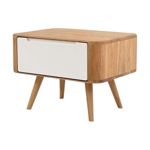 Gazzda Ena Nightstand 55 Eikenhouten Nachtkastje - Naturel / wit - vtwonen shop