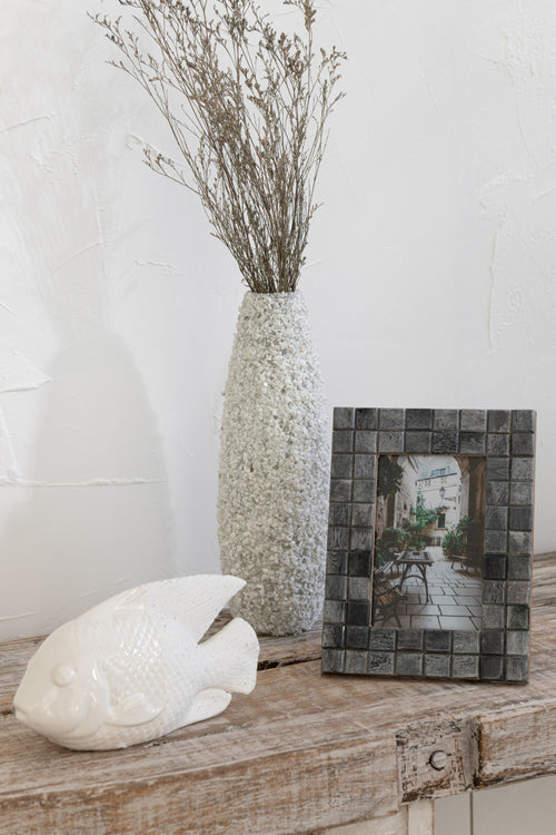 J-Line fotolijst Patroon Vierkant - hout/hoorn - grijs - small