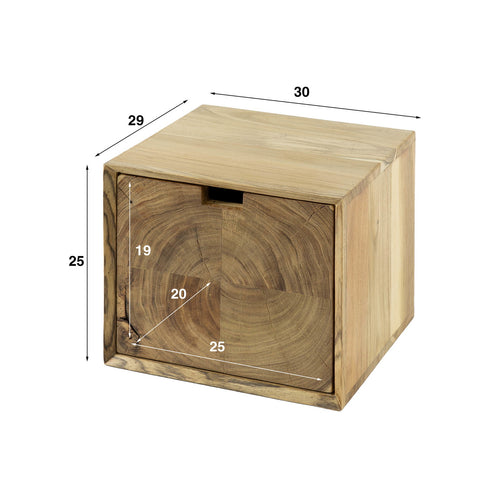 Giga Meubel Nachtkastje Block - Naturel Acaciahout - 30x29x25cm - vtwonen shop