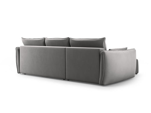 Cosmopolitan Design Converteerbare hoekbank rechts met opbergdoos Matera 4-zits, flueel grijs - 173x253x86cm
