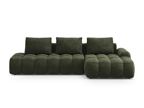 Cosmopolitan Design Converteerbare hoekbank rechts met opbergdoos Linz 3-zits, flueel groente - 142x275x84cm