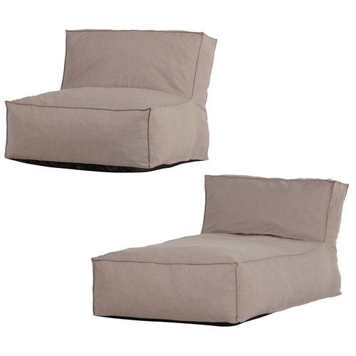 WOOOD tuin ligbed & loungestoel  Velora - Polyester - Zand - Set van 2