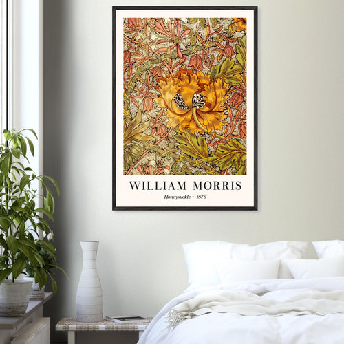 Artfulprints Poster met Lijst William Morris - Honeysuckle II 1876   - A4 21x29.7 cm - Oranje