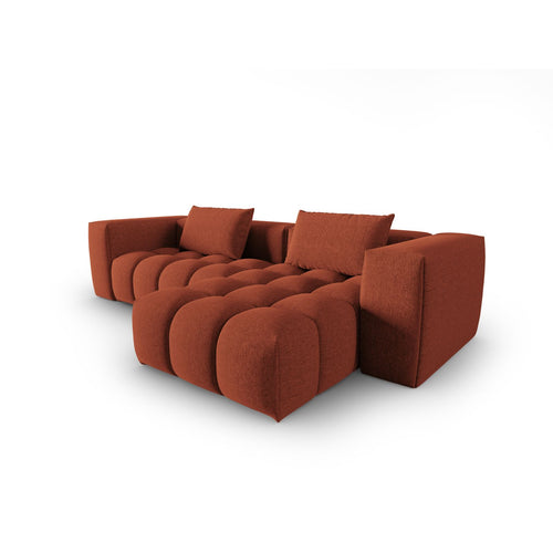 Cosmopolitan Design - Modulaire hoekbank rechts Verona 3-zits, structurele stof koraal - 145x260x70cm