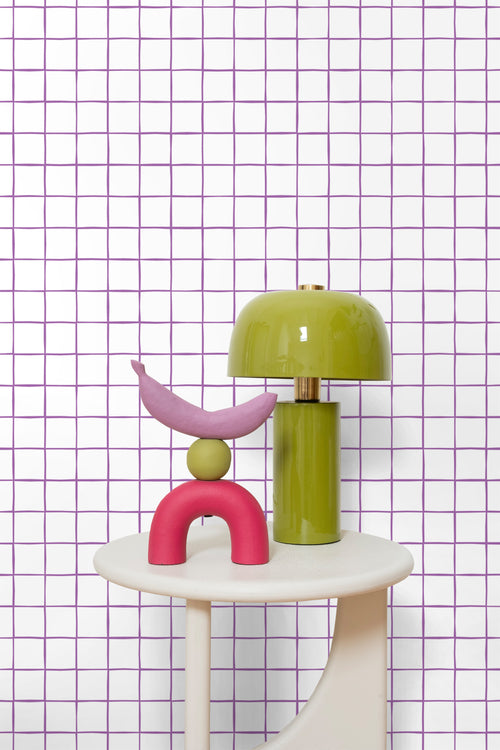 ESTAhome behang geblokt motief paars en wit - 50 x 900 cm - 131276 - vtwonen shop