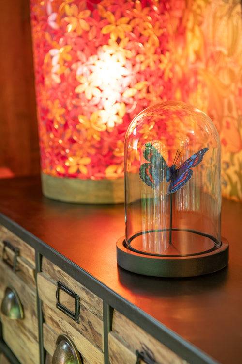 J-Line decoratie Stolp Vlinder - glas/papier - mix - small - 4 stuks - vtwonen shop