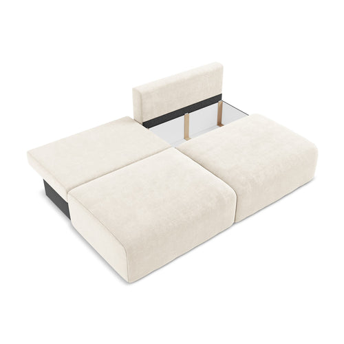 LaMiaSofa 3-zits slaapbank Ostia - chenille stof - lichtbeige - 216x102x79