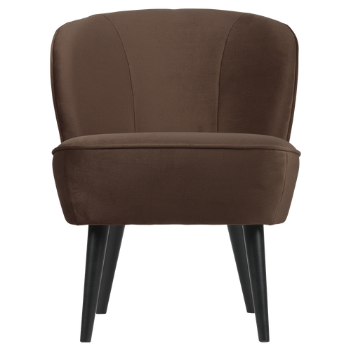 WOOOD fauteuil Sara - Velvet - Donkerbruin - 71x59x70