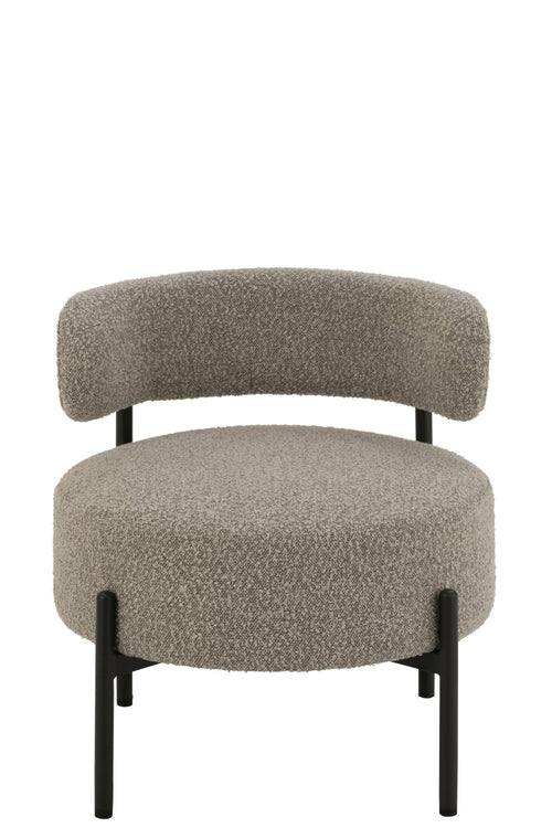 J-Line loungestoel Bouclé - multiplex/polyester - grijs/zwart