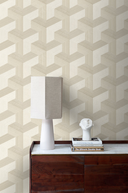 Origin Wallcoverings behang grafisch 3D motief lichtbeige - 53 cm x 10.05 m - 347948