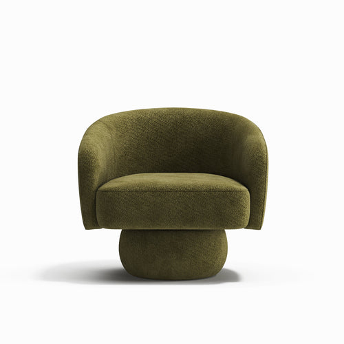 Sia Home - Draaibare fauteuil ARLO - gekruld fluweel vintage groen 74cm