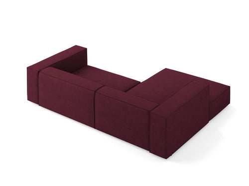 Cosmopolitan Design linker hoekbank Arendal 3-zits, chenille met ribbeleffect, robijn - 166x224x70cm