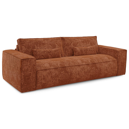 Premium Interiors - Snel uitklapbare slaapbank JUNE - gewaafd fluweel terracotta 236cm