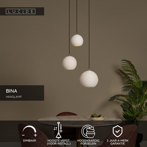 Lucide hanglamp BINA - 3xE27 - Wit