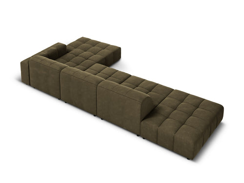 Cosmopolitan Design rechter hoekbank Chicago 5-zits, flueel groente - 167x348x78cm