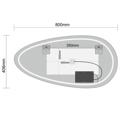 LOMAZOO badkamerspiegel Adana - organisch - met LED verlichting & spiegelverwarming - asymmetrisch - 80 x 40.6 cm