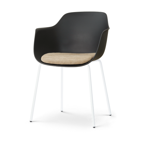 Nolon Nora-Liz eetkamerstoel zwart met nougatbruin zitkussen - wit onderstel