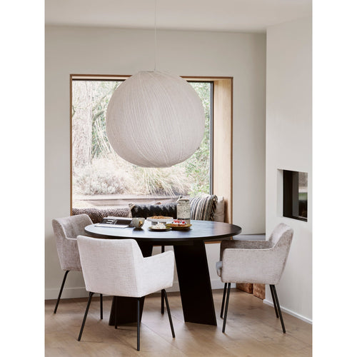 WOOOD eetkamerstoelen Kam - Polyester - Off White - Set van 6