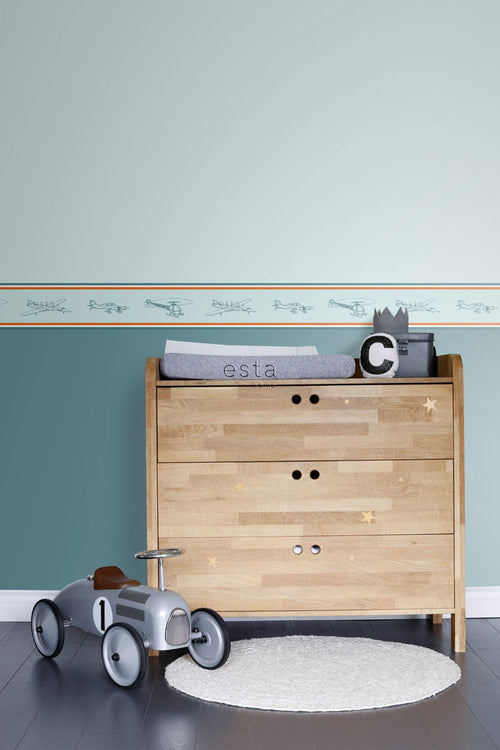 ESTAhome behangrand vliegtuigen rood en blauw - 500 x 13.25 cm - 174603