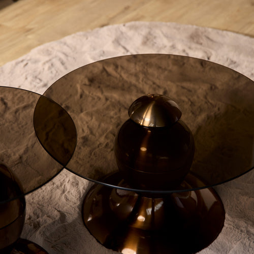 StarFurn Salontafel June - Rond Bruin Glas - Set van 2 - 70x70x39cm - vtwonen shop