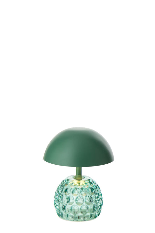 J-Line lamp Champignon - ijzer/glas - donkergroen - LED lichtjes