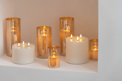 J-Line lamp blinkend - glas - goud -  large - LED lichtjes