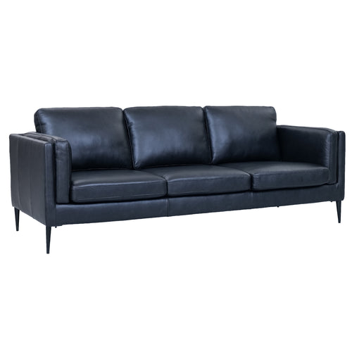 Furnhouse 3-zitsbank Valencia - Zwart - Leer - 88x220x83