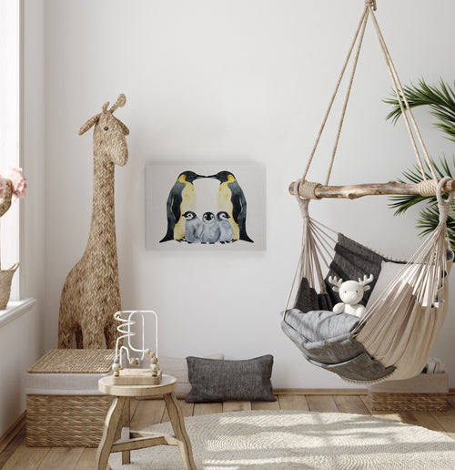 Canvas 60x40 Afdruk Pinguïn Familie - vtwonen shop