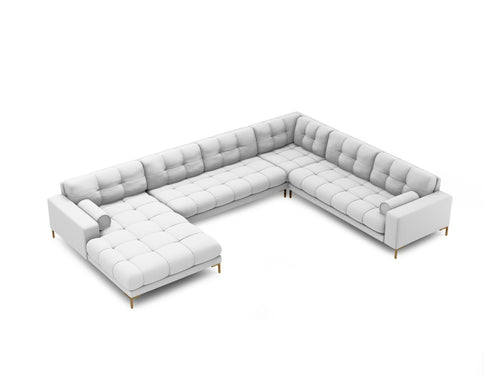 Cosmopolitan Design Panoramische hoekbank rechts Bali 7-zits, structurele stof, lichtgrijs - 256x327x75cm