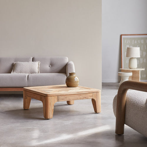 Tikamoon Vierkante salontafel van gerecycled massief teakhout - Naturel - vtwonen shop