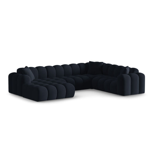 Cosmopolitan Design - Panoramische hoekbank rechts Treno 4-zits, flueel donkerblauw - 240x330x70cm
