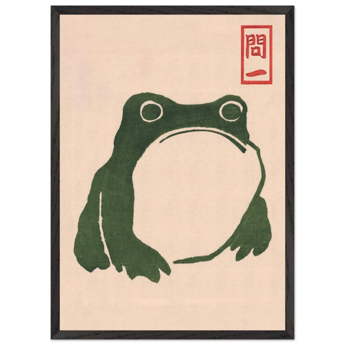 Artfulprints Poster met Lijst Matsumoto Hoji - Frog II   - 50x70 cm - Donkergroen