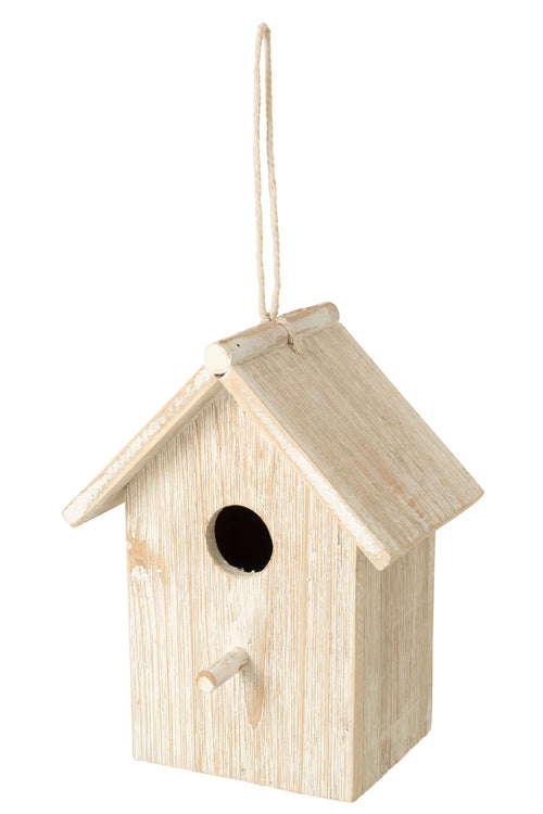 J-Line Vogelhuisje - hout - gebroken wit - large