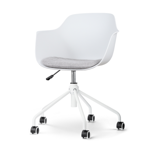 Nolon Nout-Liz Bureaustoel Wit - Lichtgrijs Kussen - Wit Onderstel - vtwonen shop