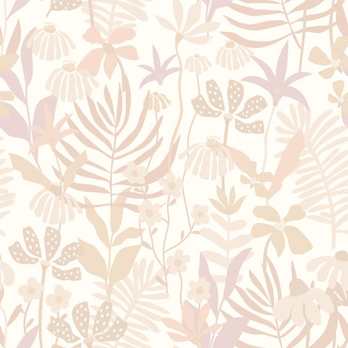 ESTAhome behang tropische bladeren en bloemen beige - 50 x 900 cm - 130995 - vtwonen shop