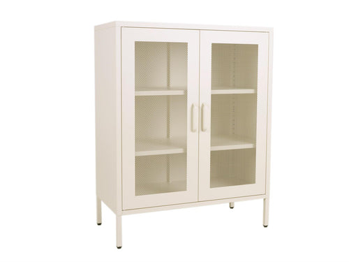 MaximaVida metalen locker vitrine kast Finn 102 x 80 x 40 cm ivoor - 2 schappen - vtwonen shop