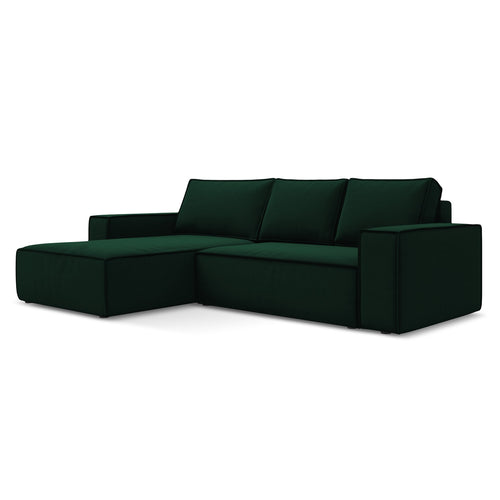 LaMiaSofa hoekbank links Livorno - velours - flessengroen - 290x185x82
