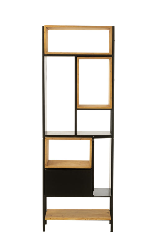 J-Line kast Tina - hout/ijzer - zwart/naturel - small