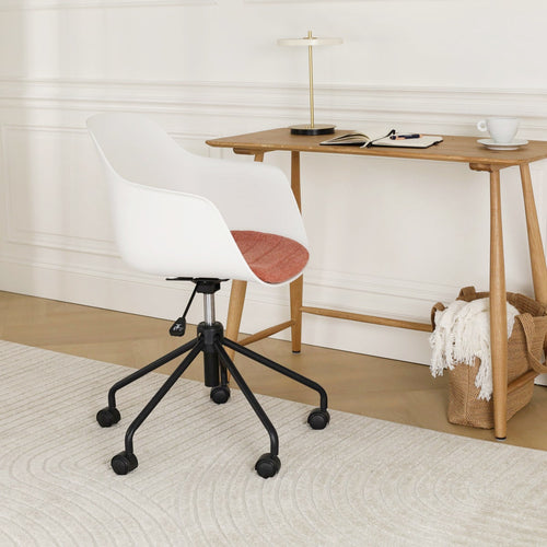 Nolon Nout-Liz Bureaustoel Wit - Terracotta Kussen - Zwart Onderstel - vtwonen shop
