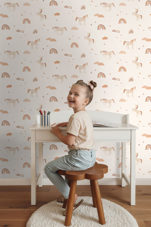 ESTAhome behang unicorns beige en licht terracotta - 53 cm x 10.05 m - 131435