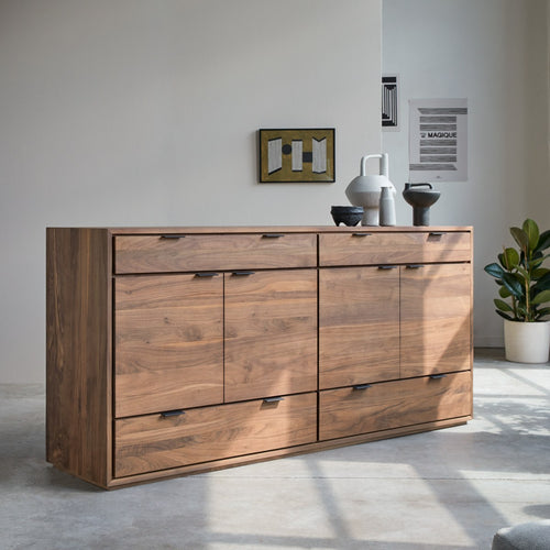 Tikamoon Massief notenhouten dressoir 200 cm - Bruin - vtwonen shop