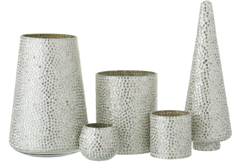 J-Line decoratie Kerstboom Mozaiek - glas - wit/zilver - vtwonen shop