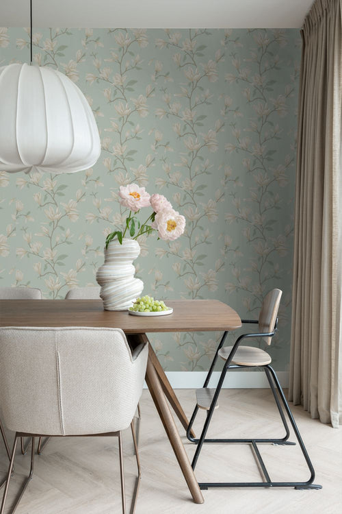 ESTAhome behang magnolia celadon groen - 53 cm x 10.05 m - 139405