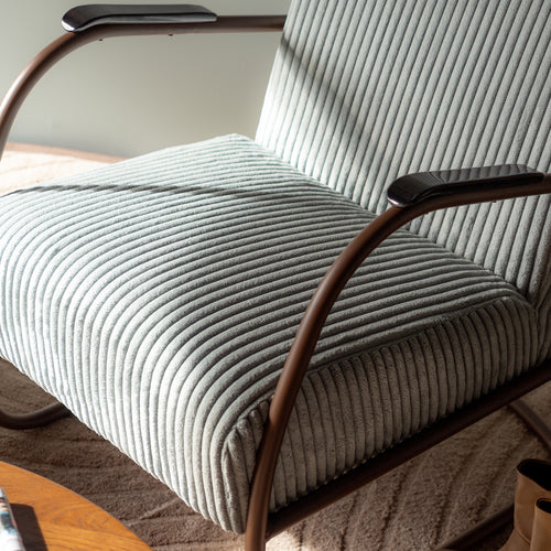 Spinder Design Retro Fauteuil - Brede ribstof - Chocolate Brown/Hazy Blue